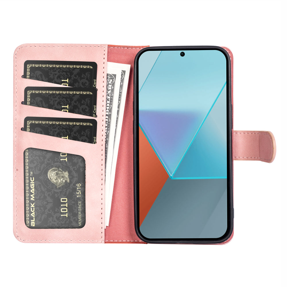For Xiaomi Redmi Note 13 Pro 5G / Poco X6 5G Case Fully Wrapped PU Leather Wallet Phone Cover - Pink