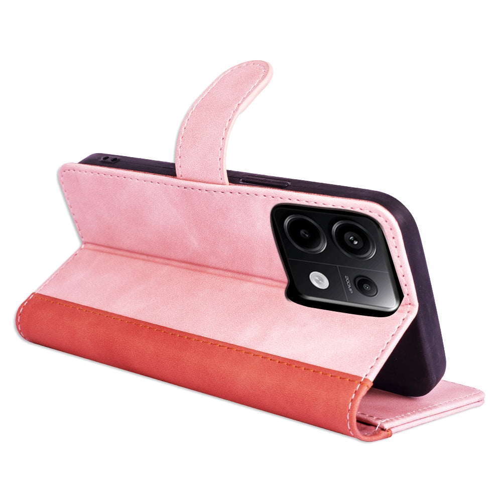 For Xiaomi Redmi Note 13 Pro 5G / Poco X6 5G Case Fully Wrapped PU Leather Wallet Phone Cover - Pink