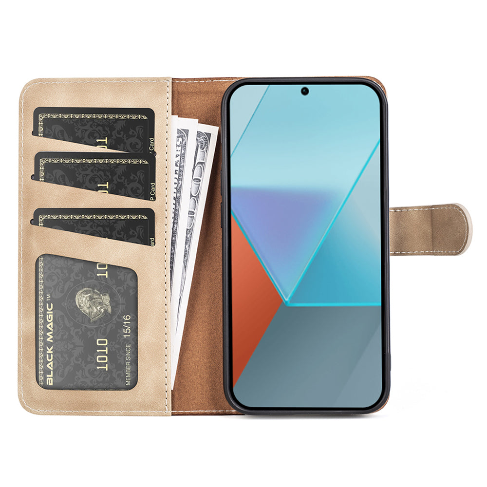 For Xiaomi Redmi Note 13 Pro 5G / Poco X6 5G Case Fully Wrapped PU Leather Wallet Phone Cover - Yellow