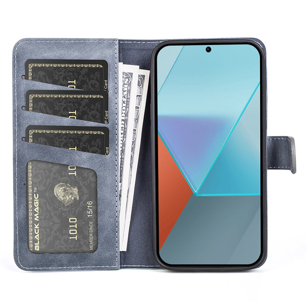 For Xiaomi Redmi Note 13 Pro 5G / Poco X6 5G Case Fully Wrapped PU Leather Wallet Phone Cover - Blue