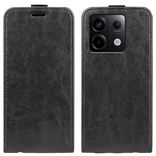 For Xiaomi Redmi Note 13 Pro 5G / Poco X6 5G Case Crazy Horse Texture Mobile Phone Leather Cover - Black