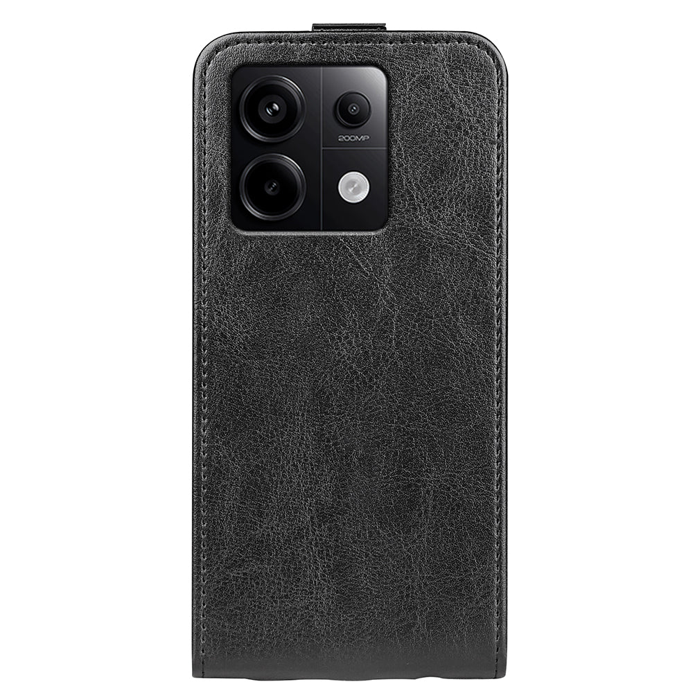 For Xiaomi Redmi Note 13 Pro 5G / Poco X6 5G Case Crazy Horse Texture Mobile Phone Leather Cover - Black