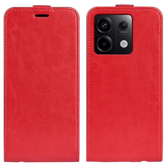 For Xiaomi Redmi Note 13 Pro 5G / Poco X6 5G Case Crazy Horse Texture Mobile Phone Leather Cover - Red