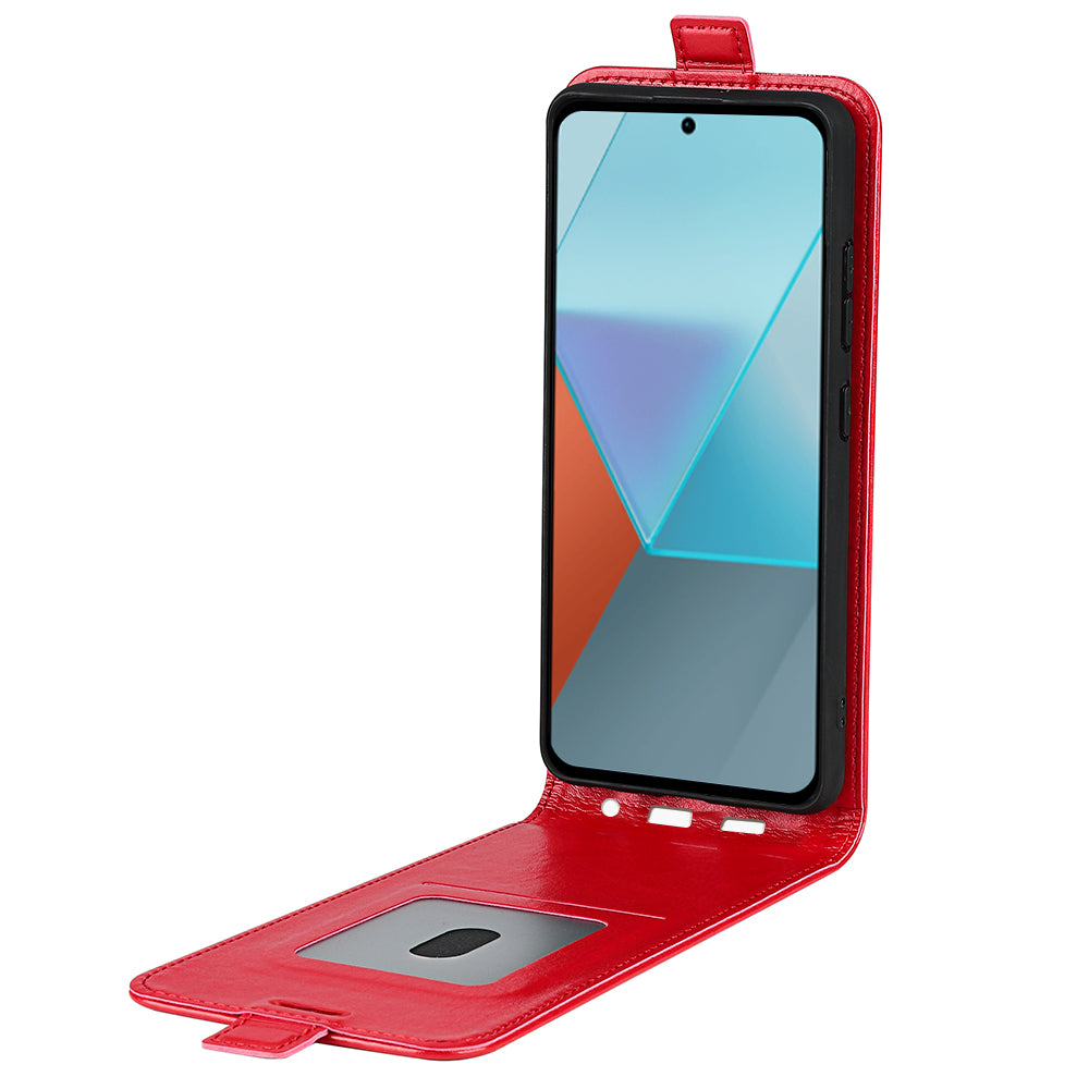 For Xiaomi Redmi Note 13 Pro 5G / Poco X6 5G Case Crazy Horse Texture Mobile Phone Leather Cover - Red