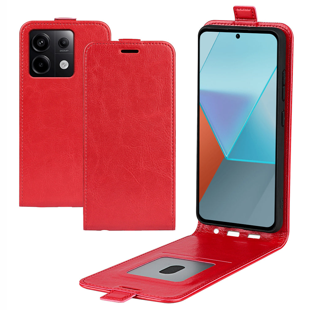 For Xiaomi Redmi Note 13 Pro 5G / Poco X6 5G Case Crazy Horse Texture Mobile Phone Leather Cover - Red