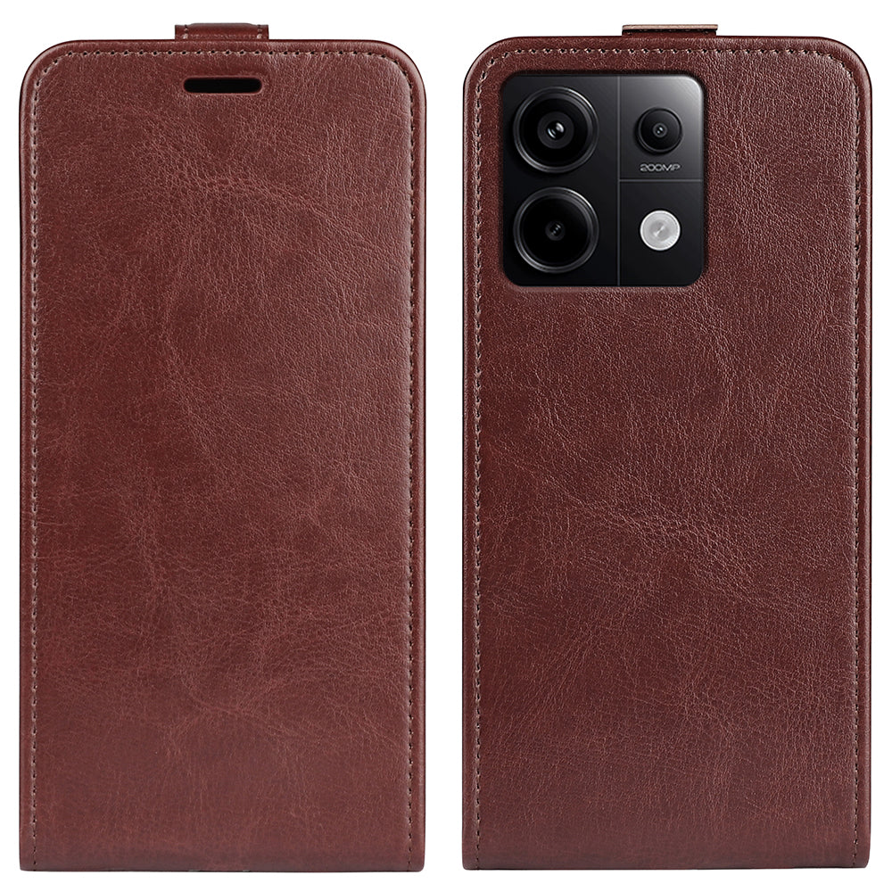 For Xiaomi Redmi Note 13 Pro 5G / Poco X6 5G Case Crazy Horse Texture Mobile Phone Leather Cover - Brown