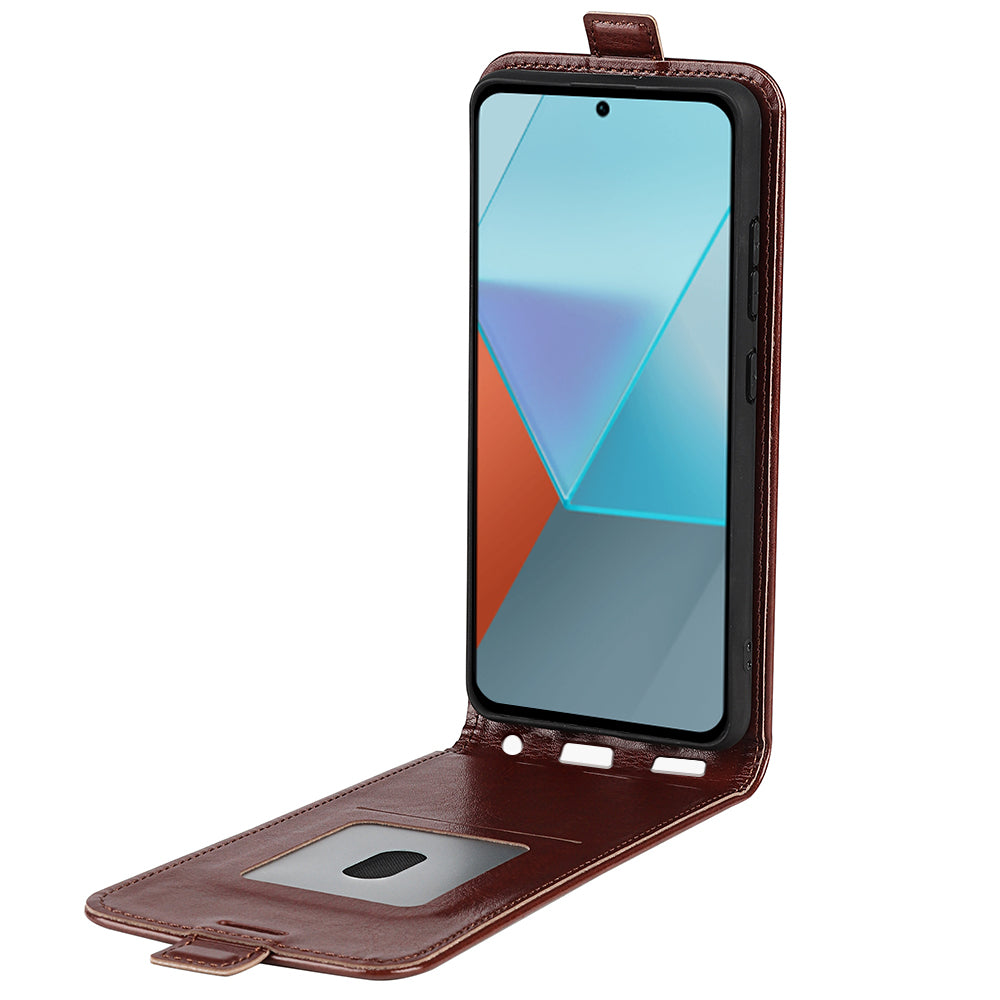 For Xiaomi Redmi Note 13 Pro 5G / Poco X6 5G Case Crazy Horse Texture Mobile Phone Leather Cover - Brown
