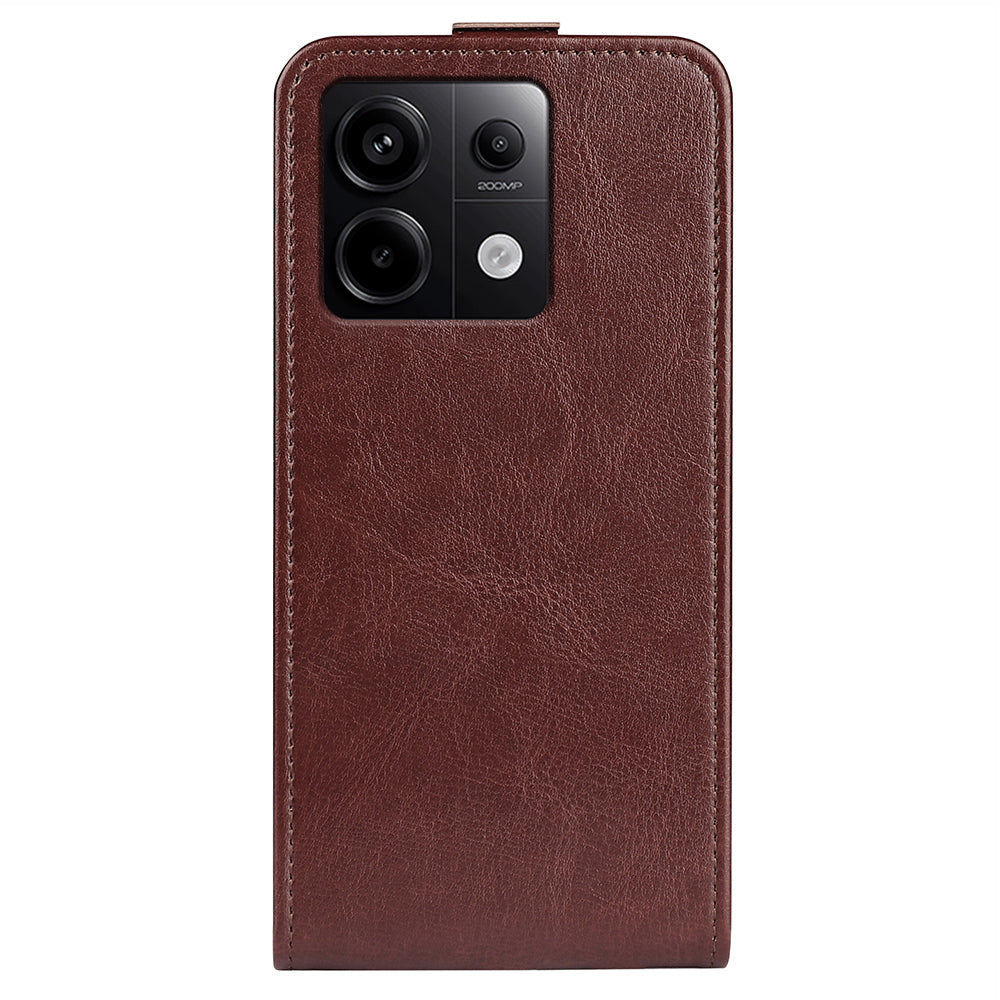 For Xiaomi Redmi Note 13 Pro 5G / Poco X6 5G Case Crazy Horse Texture Mobile Phone Leather Cover - Brown