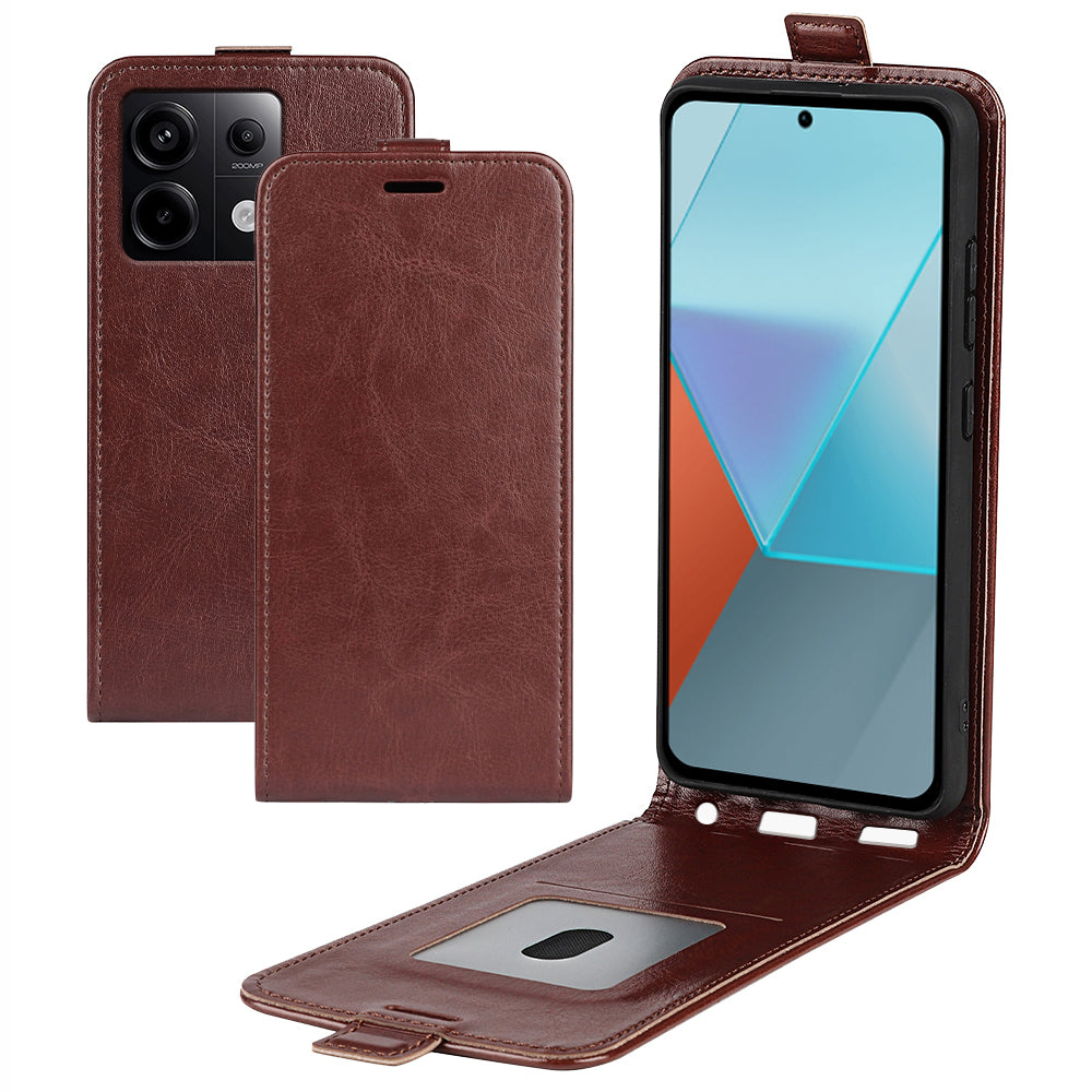 For Xiaomi Redmi Note 13 Pro 5G / Poco X6 5G Case Crazy Horse Texture Mobile Phone Leather Cover - Brown
