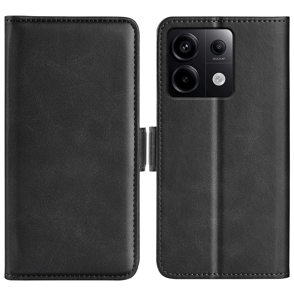 For Xiaomi Redmi Note 13 Pro 5G / Poco X6 5G Case Fall Proof Leather Wallet Stand Cellphone Cover - Black