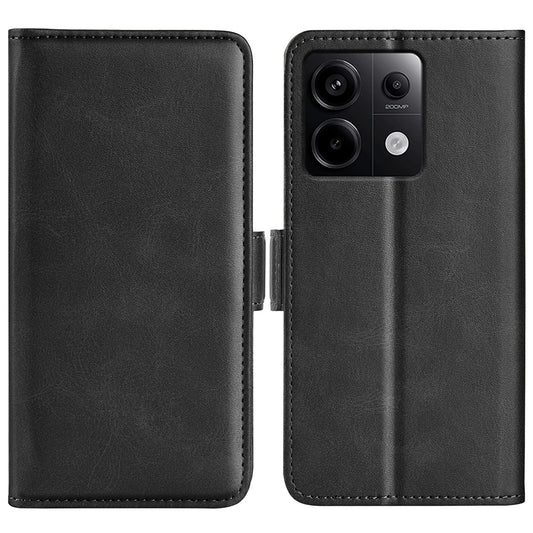 For Xiaomi Redmi Note 13 Pro 5G / Poco X6 5G Case Fall Proof Leather Wallet Stand Cellphone Cover - Black