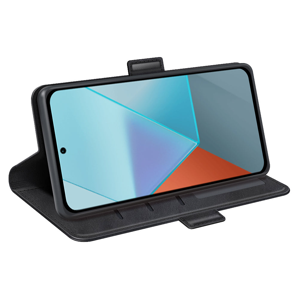 For Xiaomi Redmi Note 13 Pro 5G / Poco X6 5G Case Fall Proof Leather Wallet Stand Cellphone Cover - Black