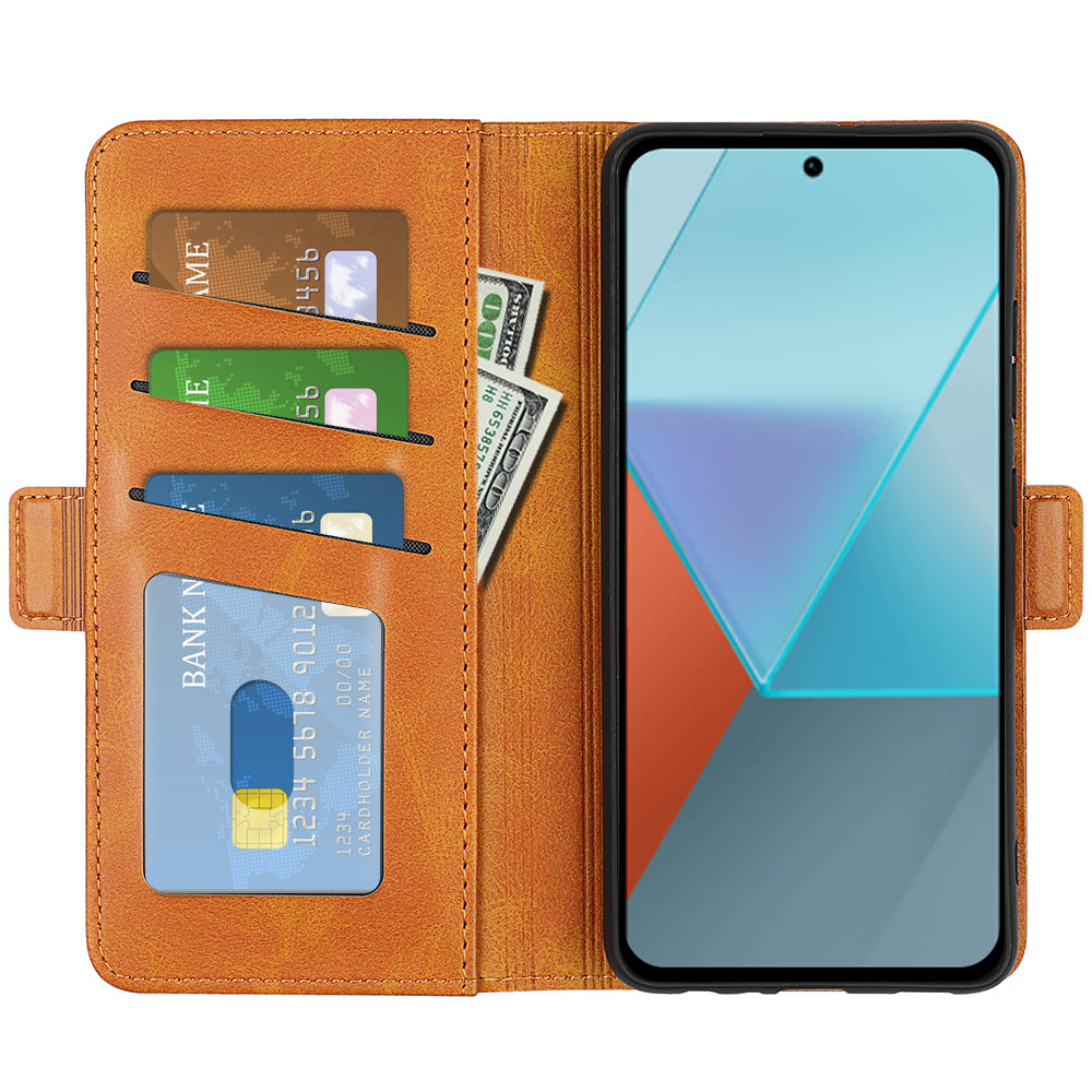 For Xiaomi Redmi Note 13 Pro 5G / Poco X6 5G Case Fall Proof Leather Wallet Stand Cellphone Cover - Yellow