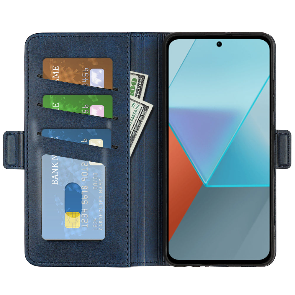 For Xiaomi Redmi Note 13 Pro 5G / Poco X6 5G Case Fall Proof Leather Wallet Stand Cellphone Cover - Blue