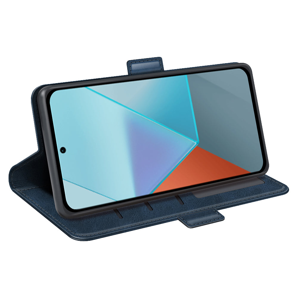 For Xiaomi Redmi Note 13 Pro 5G / Poco X6 5G Case Fall Proof Leather Wallet Stand Cellphone Cover - Blue