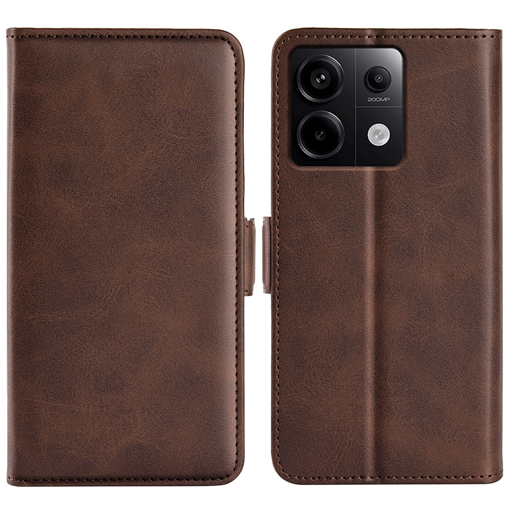 For Xiaomi Redmi Note 13 Pro 5G / Poco X6 5G Case Fall Proof Leather Wallet Stand Cellphone Cover - Brown