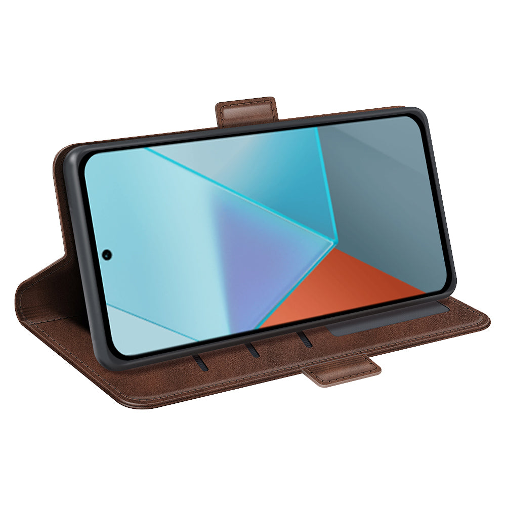 For Xiaomi Redmi Note 13 Pro 5G / Poco X6 5G Case Fall Proof Leather Wallet Stand Cellphone Cover - Brown