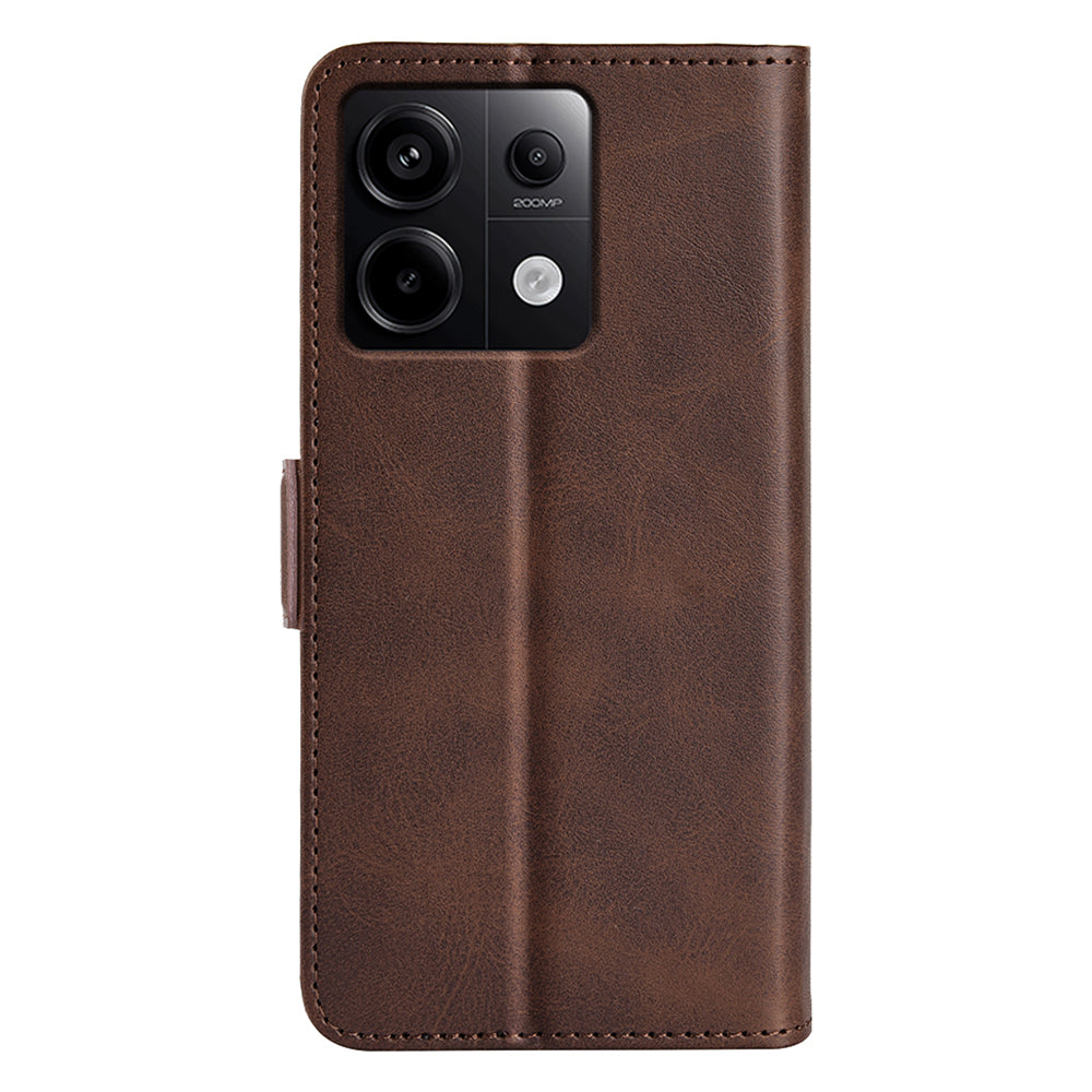 For Xiaomi Redmi Note 13 Pro 5G / Poco X6 5G Case Fall Proof Leather Wallet Stand Cellphone Cover - Brown