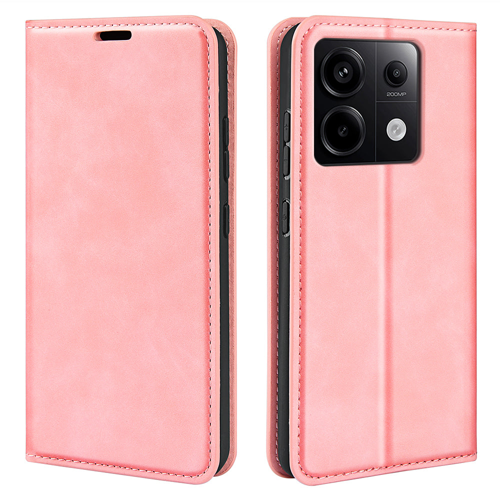 For Xiaomi Redmi Note 13 Pro 5G / Poco X6 5G Case Flip Shell PU Leather Skin-touch Phone Cover - Pink