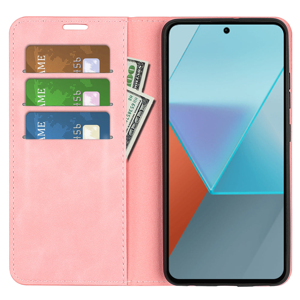 For Xiaomi Redmi Note 13 Pro 5G / Poco X6 5G Case Flip Shell PU Leather Skin-touch Phone Cover - Pink