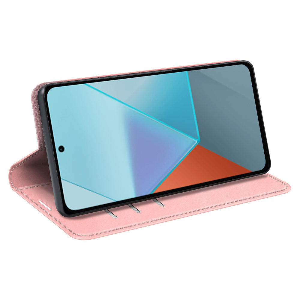 For Xiaomi Redmi Note 13 Pro 5G / Poco X6 5G Case Flip Shell PU Leather Skin-touch Phone Cover - Pink