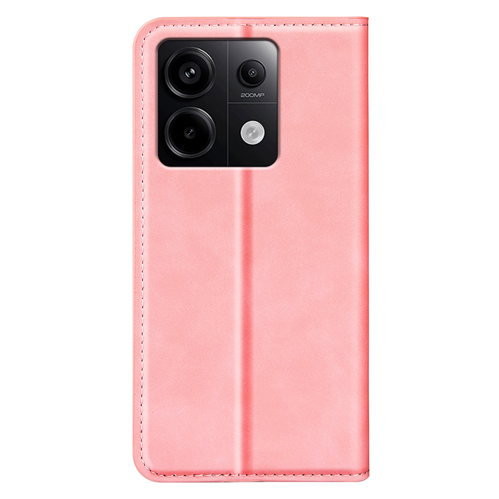 For Xiaomi Redmi Note 13 Pro 5G / Poco X6 5G Case Flip Shell PU Leather Skin-touch Phone Cover - Pink