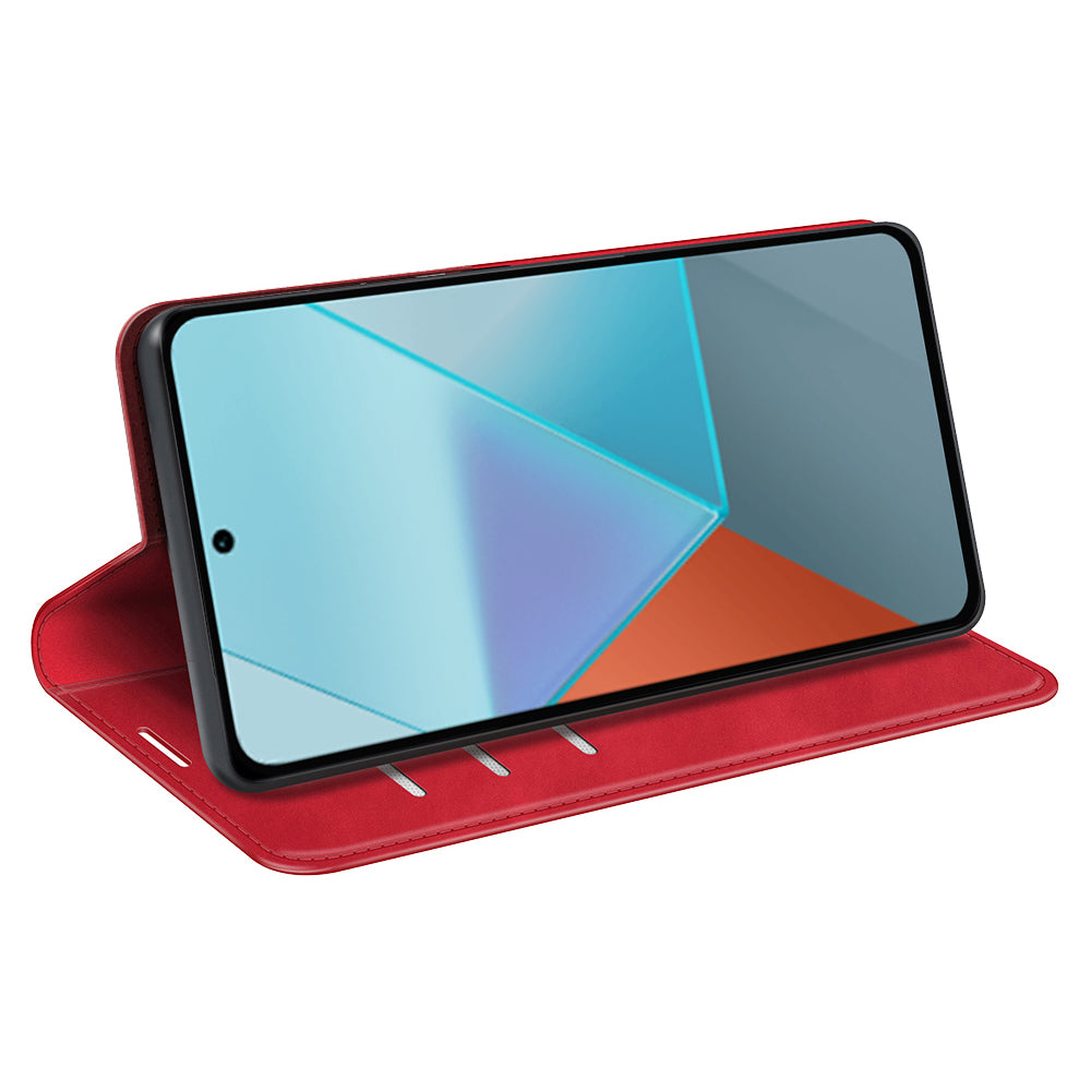 For Xiaomi Redmi Note 13 Pro 5G / Poco X6 5G Case Flip Shell PU Leather Skin-touch Phone Cover - Red