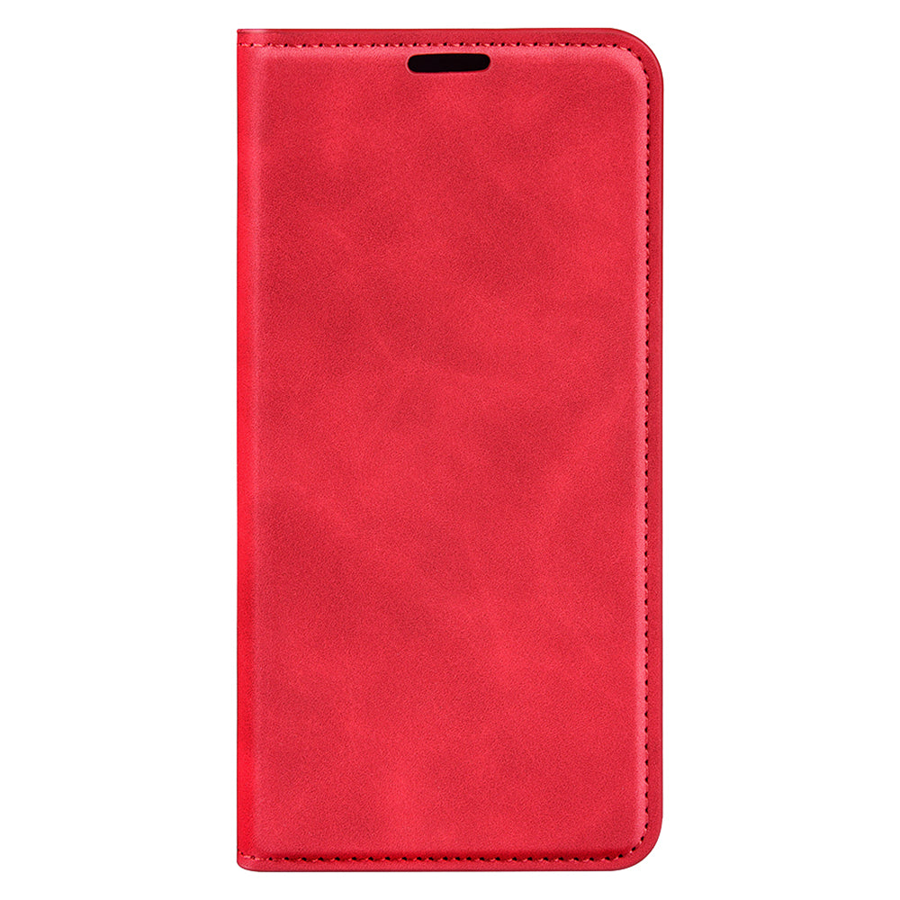 For Xiaomi Redmi Note 13 Pro 5G / Poco X6 5G Case Flip Shell PU Leather Skin-touch Phone Cover - Red