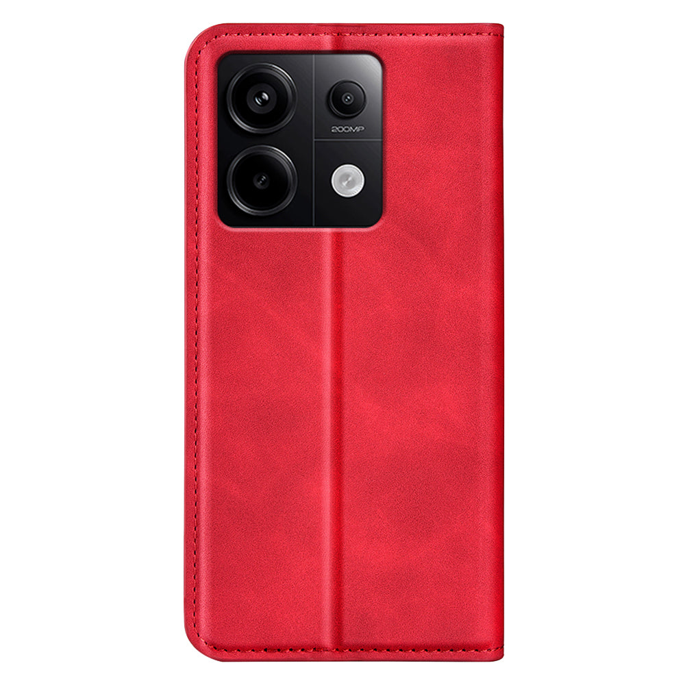 For Xiaomi Redmi Note 13 Pro 5G / Poco X6 5G Case Flip Shell PU Leather Skin-touch Phone Cover - Red