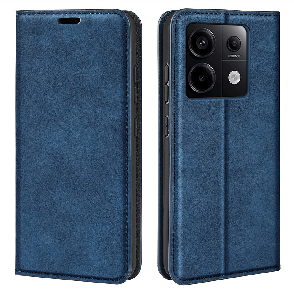 For Xiaomi Redmi Note 13 Pro 5G / Poco X6 5G Case Flip Shell PU Leather Skin-touch Phone Cover - Blue