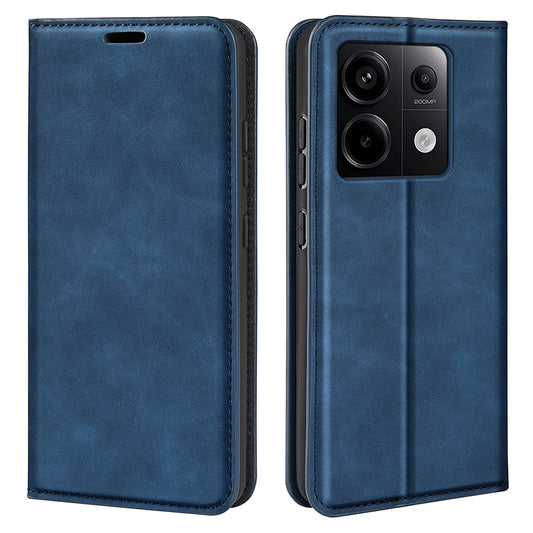 For Xiaomi Redmi Note 13 Pro 5G / Poco X6 5G Case Flip Shell PU Leather Skin-touch Phone Cover - Blue