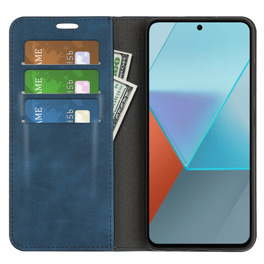 For Xiaomi Redmi Note 13 Pro 5G / Poco X6 5G Case Flip Shell PU Leather Skin-touch Phone Cover - Blue