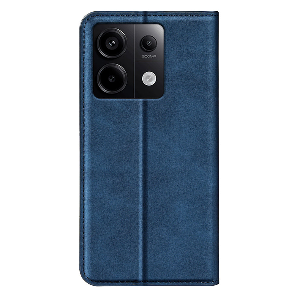 For Xiaomi Redmi Note 13 Pro 5G / Poco X6 5G Case Flip Shell PU Leather Skin-touch Phone Cover - Blue