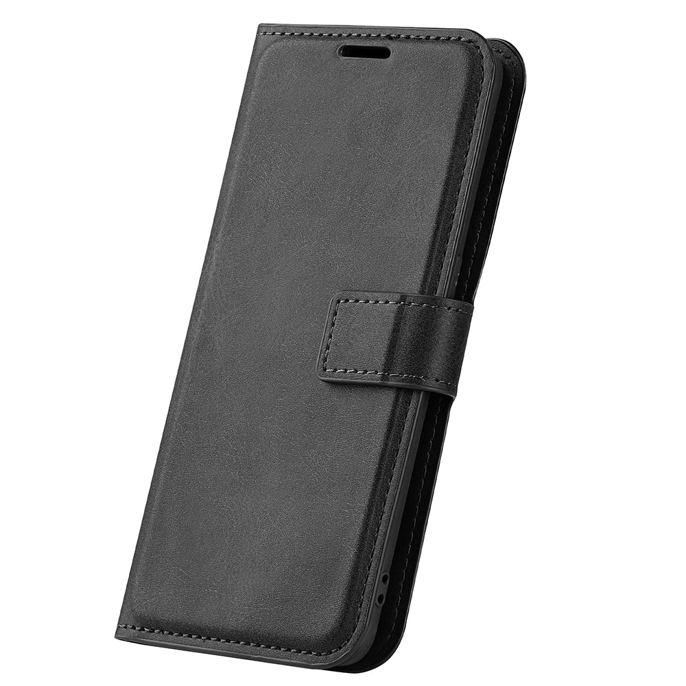 For Xiaomi Redmi Note 13 Pro 5G / Poco X6 5G Case Calf Texture PU Leather Phone Stand Cover - Black