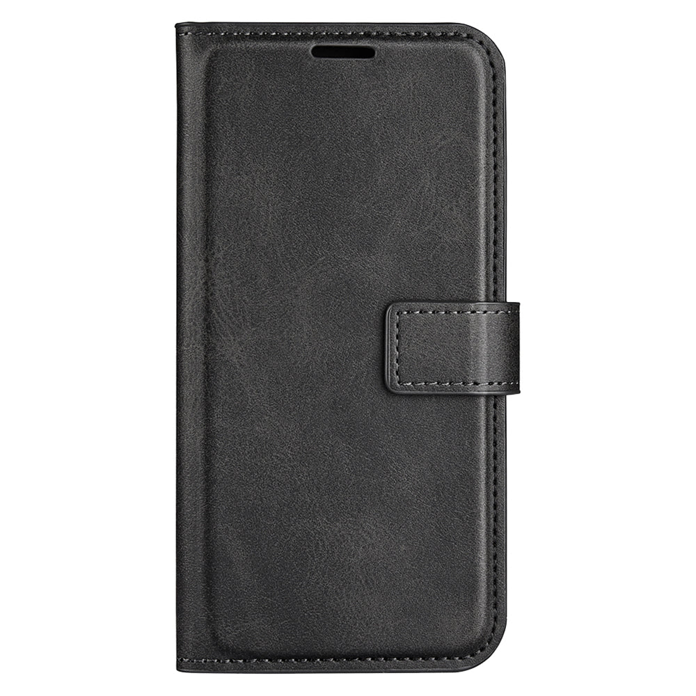 For Xiaomi Redmi Note 13 Pro 5G / Poco X6 5G Case Calf Texture PU Leather Phone Stand Cover - Black
