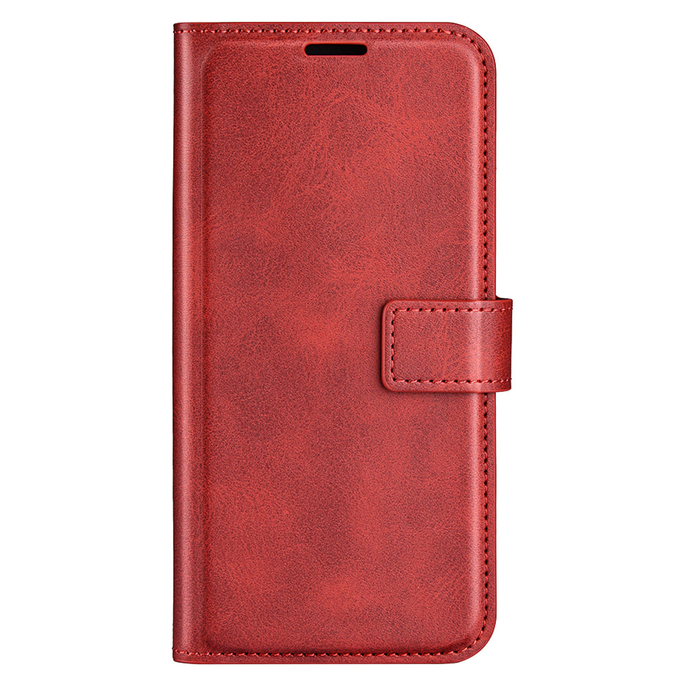 For Xiaomi Redmi Note 13 Pro 5G / Poco X6 5G Case Calf Texture PU Leather Phone Stand Cover - Red