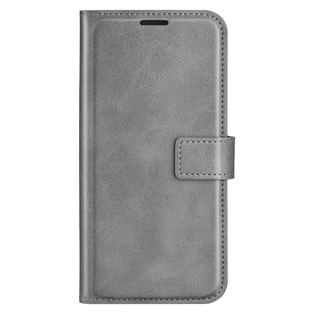 For Xiaomi Redmi Note 13 Pro 5G / Poco X6 5G Case Calf Texture PU Leather Phone Stand Cover - Grey