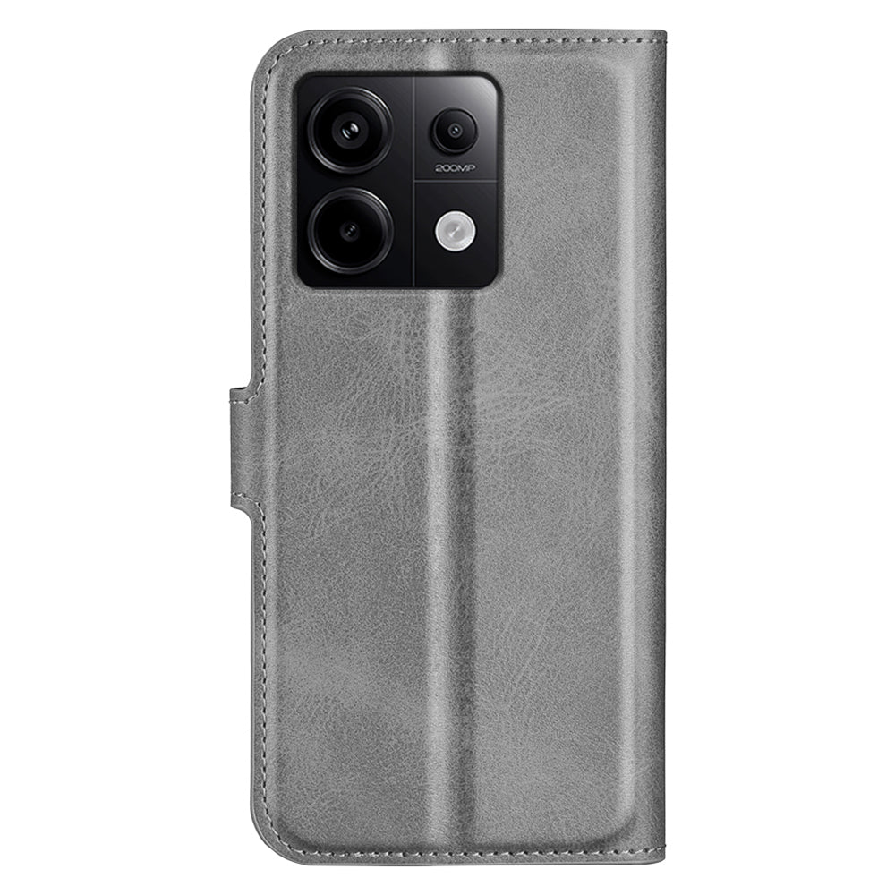 For Xiaomi Redmi Note 13 Pro 5G / Poco X6 5G Case Calf Texture PU Leather Phone Stand Cover - Grey