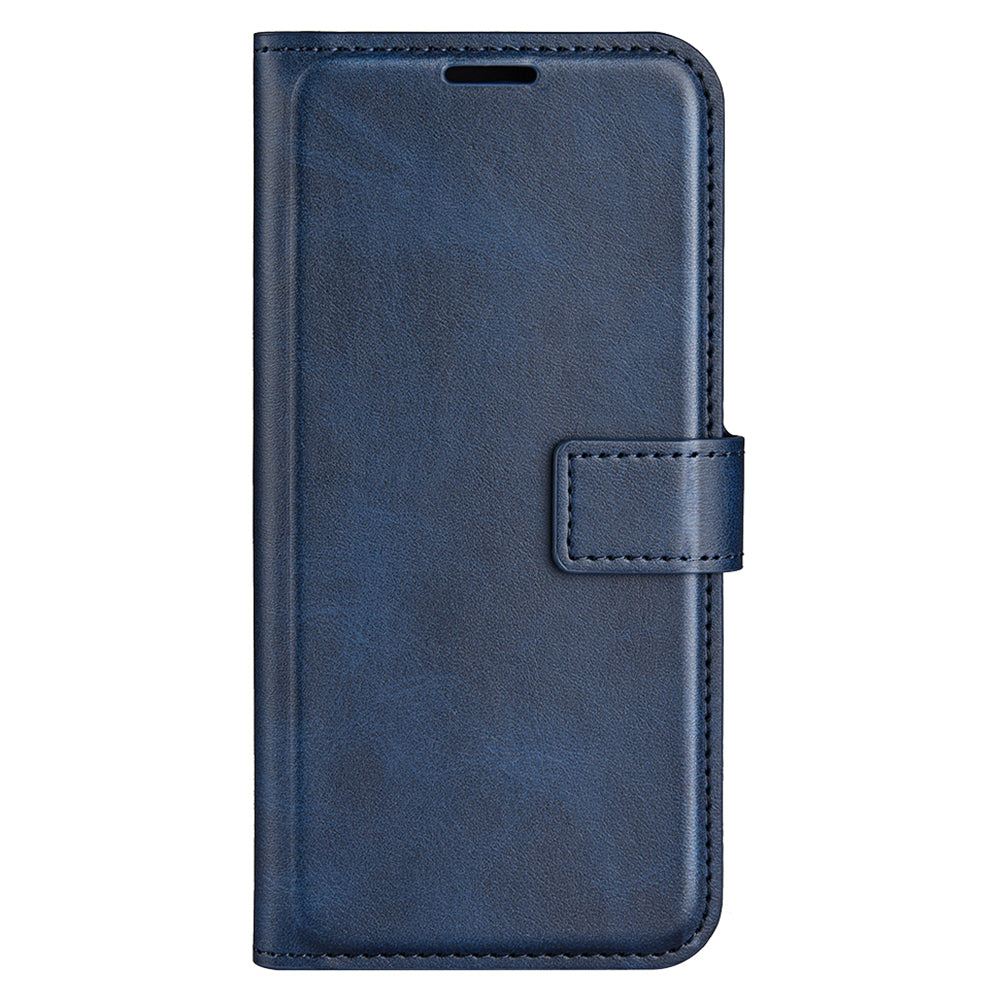 For Xiaomi Redmi Note 13 Pro 5G / Poco X6 5G Case Calf Texture PU Leather Phone Stand Cover - Blue