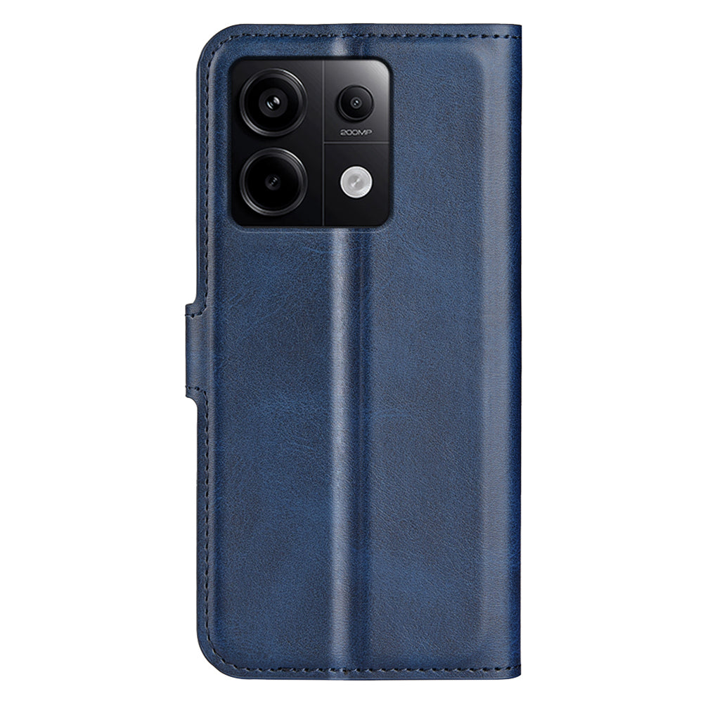 For Xiaomi Redmi Note 13 Pro 5G / Poco X6 5G Case Calf Texture PU Leather Phone Stand Cover - Blue