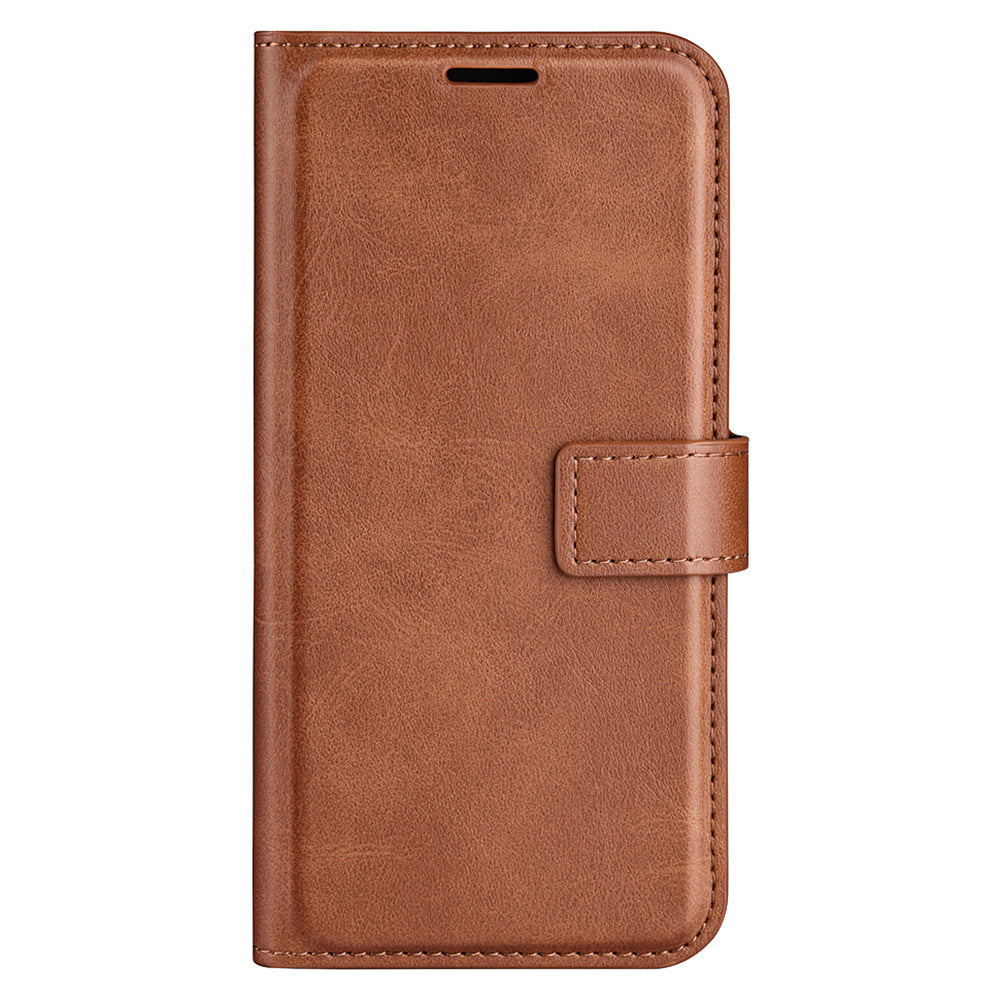 For Xiaomi Redmi Note 13 Pro 5G / Poco X6 5G Case Calf Texture PU Leather Phone Stand Cover - Light Brown