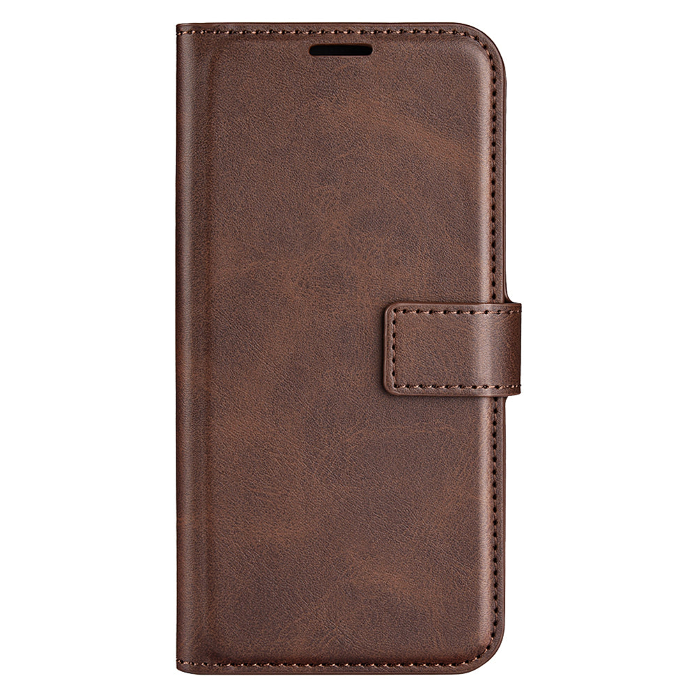 For Xiaomi Redmi Note 13 Pro 5G / Poco X6 5G Case Calf Texture PU Leather Phone Stand Cover - Brown
