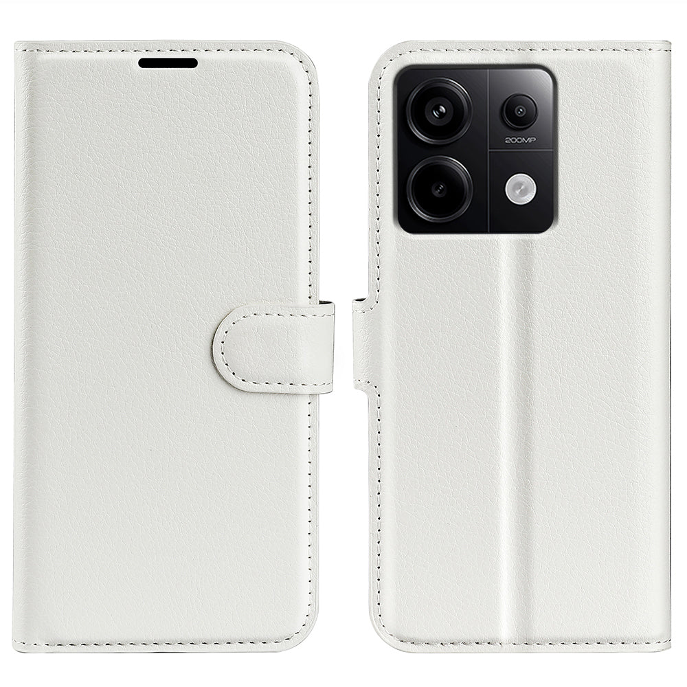 For Xiaomi Redmi Note 13 Pro 5G / Poco X6 5G Case Litchi Texture Leather Phone Shell with Stand - White