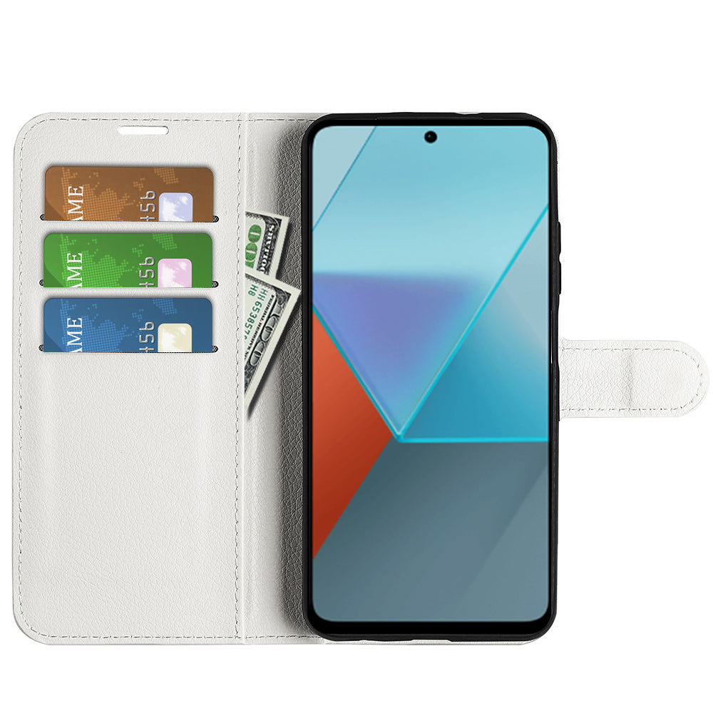 For Xiaomi Redmi Note 13 Pro 5G / Poco X6 5G Case Litchi Texture Leather Phone Shell with Stand - White