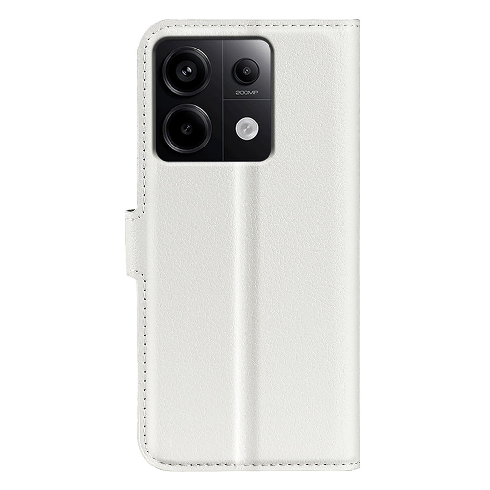 For Xiaomi Redmi Note 13 Pro 5G / Poco X6 5G Case Litchi Texture Leather Phone Shell with Stand - White
