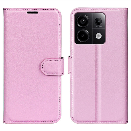 For Xiaomi Redmi Note 13 Pro 5G / Poco X6 5G Case Litchi Texture Leather Phone Shell with Stand - Pink