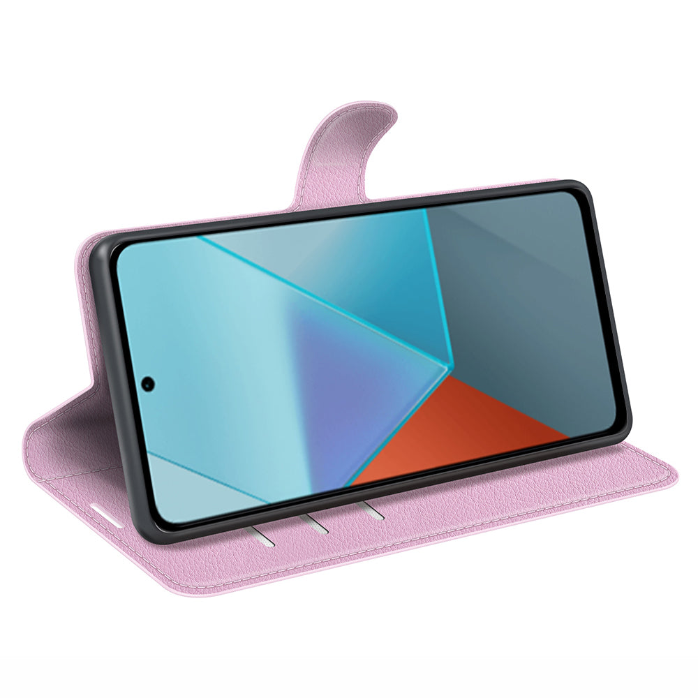 For Xiaomi Redmi Note 13 Pro 5G / Poco X6 5G Case Litchi Texture Leather Phone Shell with Stand - Pink