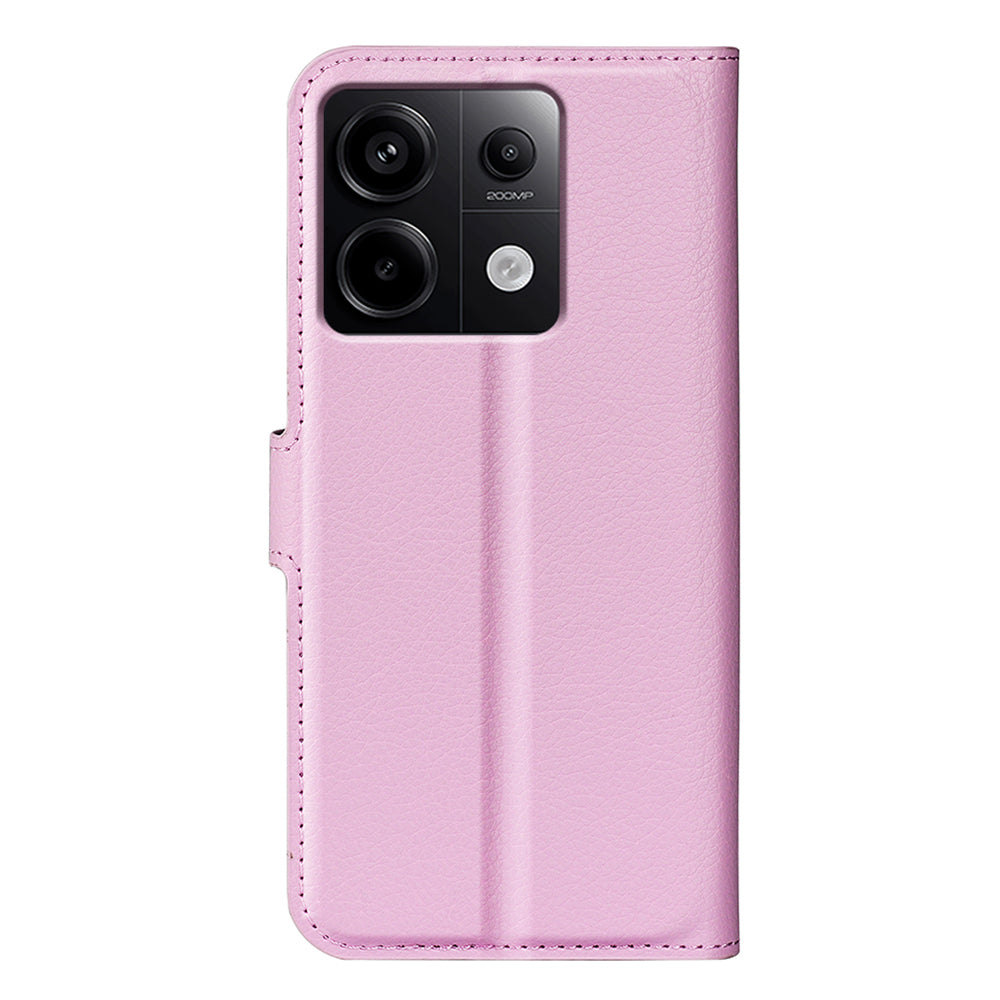For Xiaomi Redmi Note 13 Pro 5G / Poco X6 5G Case Litchi Texture Leather Phone Shell with Stand - Pink