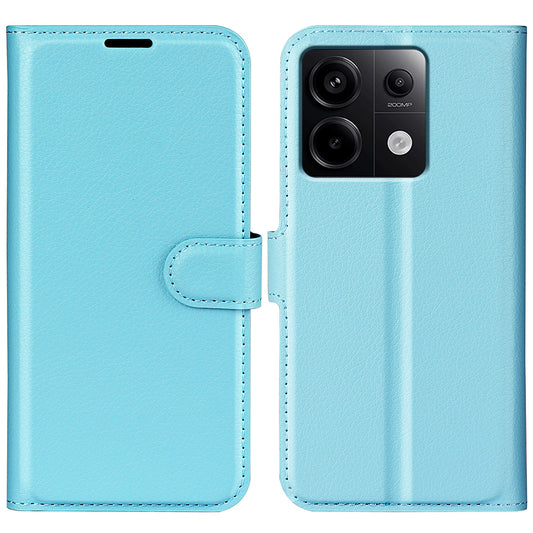 For Xiaomi Redmi Note 13 Pro 5G / Poco X6 5G Case Litchi Texture Leather Phone Shell with Stand - Blue