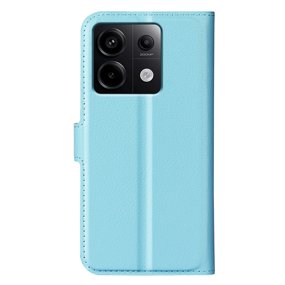For Xiaomi Redmi Note 13 Pro 5G / Poco X6 5G Case Litchi Texture Leather Phone Shell with Stand - Blue